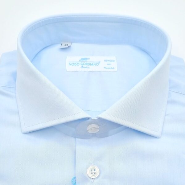 Camicia Uomo Celeste Chiarissimo Twill Francese Cotone Makò filato 120'S Monti