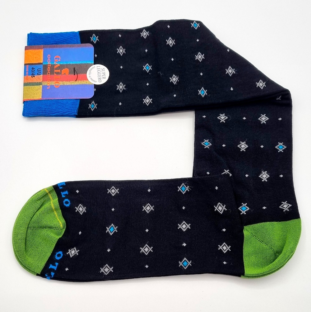 Calze Gallo Uomo Fantasia Cotone Leggerissimo Nero Taglia Unica 40 – 45